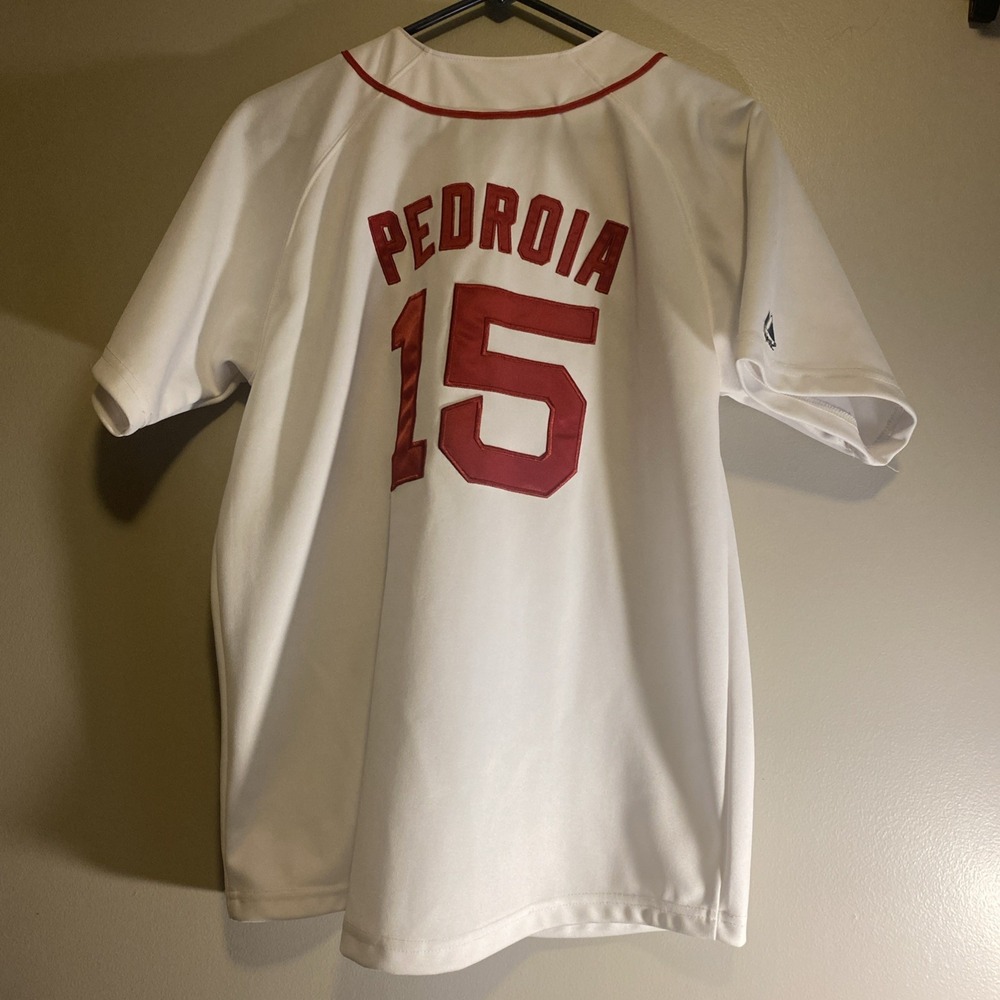 Majestic 2013 Boston Red Sox Dustin Pedroia World Series Jersey Kids Large White
